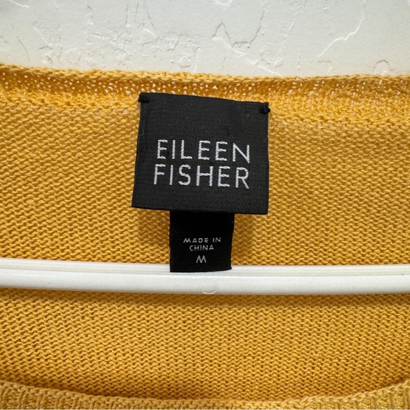 Eileen Fisher Crew Neck Sweater Womens Medium Linen Golden Yellow - Picture 4 of 6